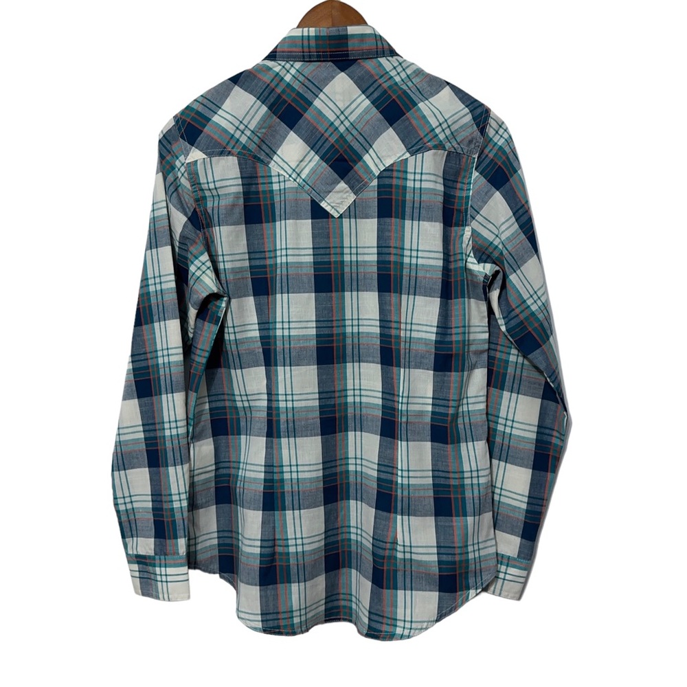 Wrangler Retro Mens Plaid Pearl Snap Button Down Shirt - Picture 3 of 4